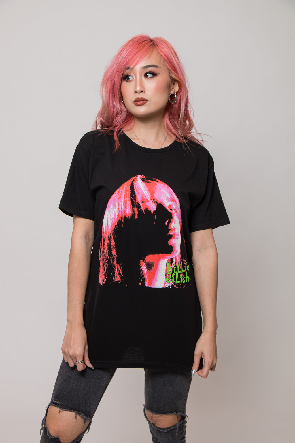 Billie Eilish Neon Shadow Pink T Shirt product image 1