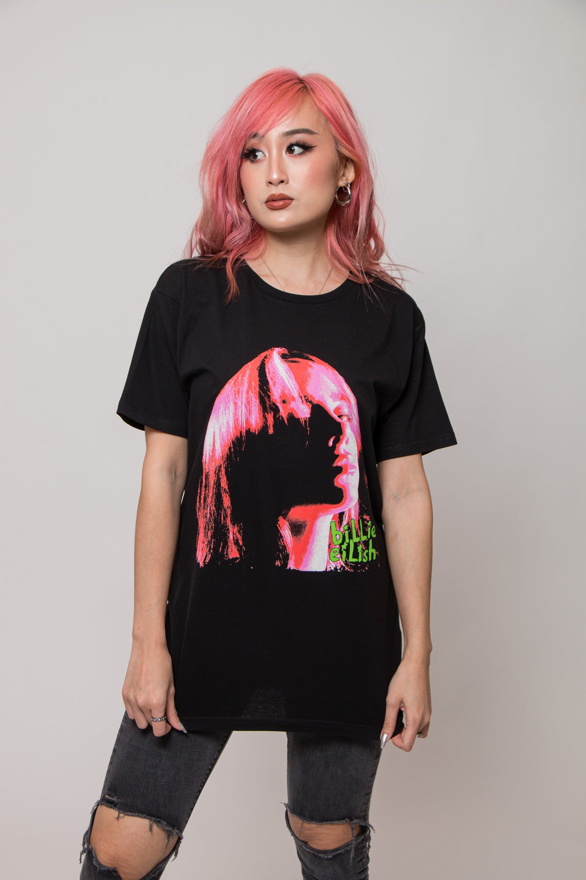 Billie Eilish Neon Shadow Pink T Shirt product image 1