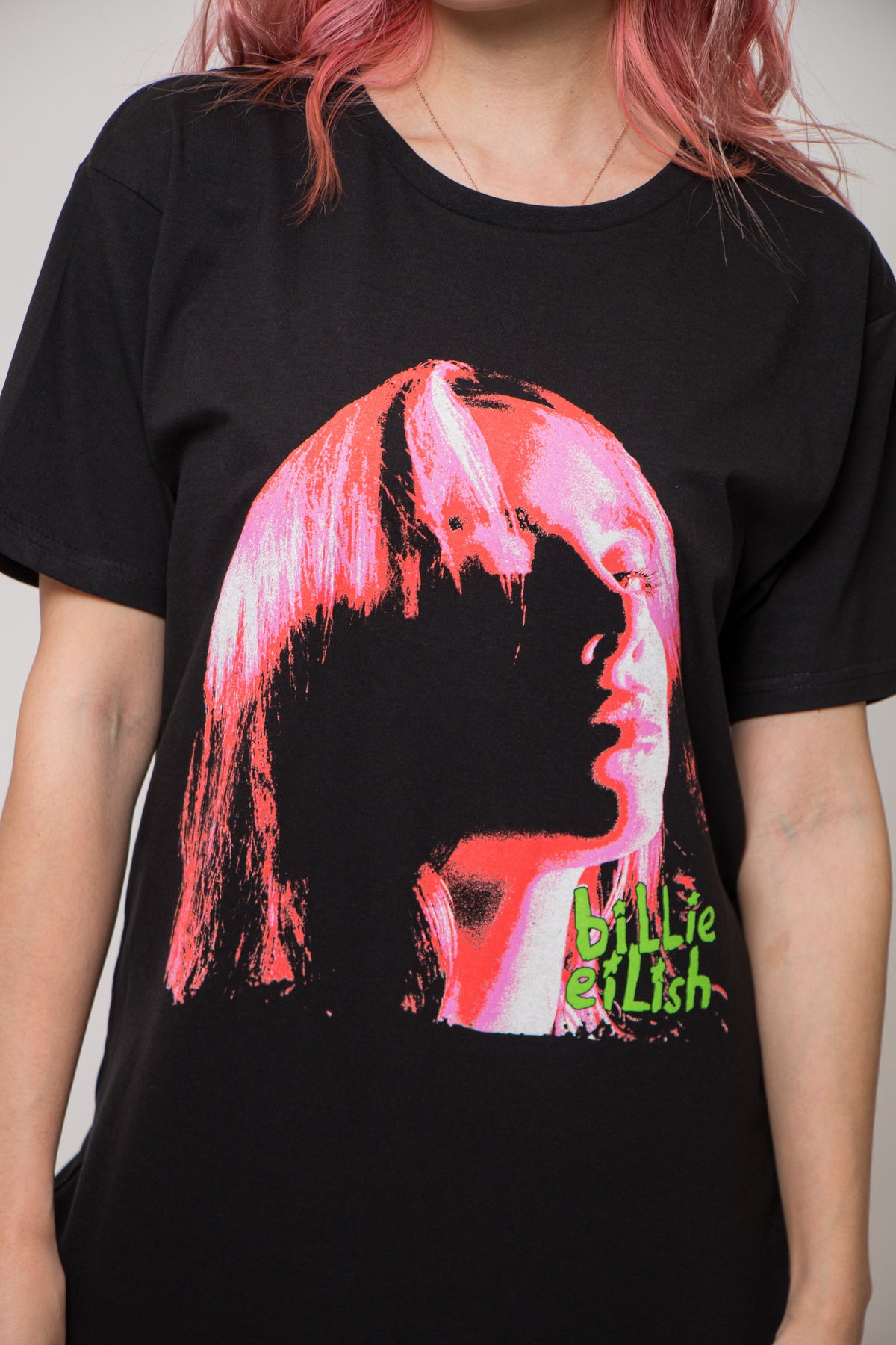 Billie Eilish Neon Shadow Pink T Shirt product image 3