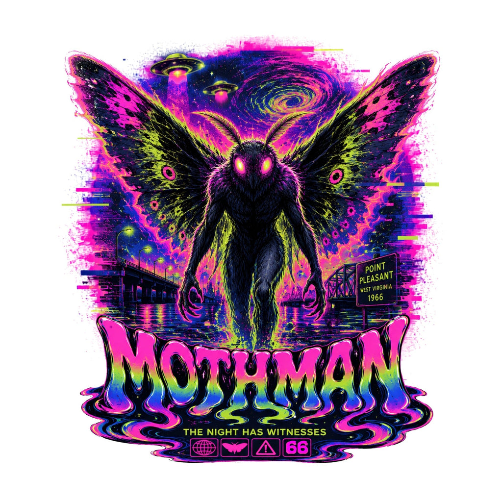 Mothman Cryptid Neon Psychedelic Point Pleasant West Virginia 1966