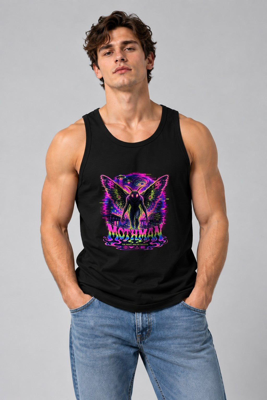 Mothman Cryptid Neon Psychedelic Point Pleasant West Virginia 1966