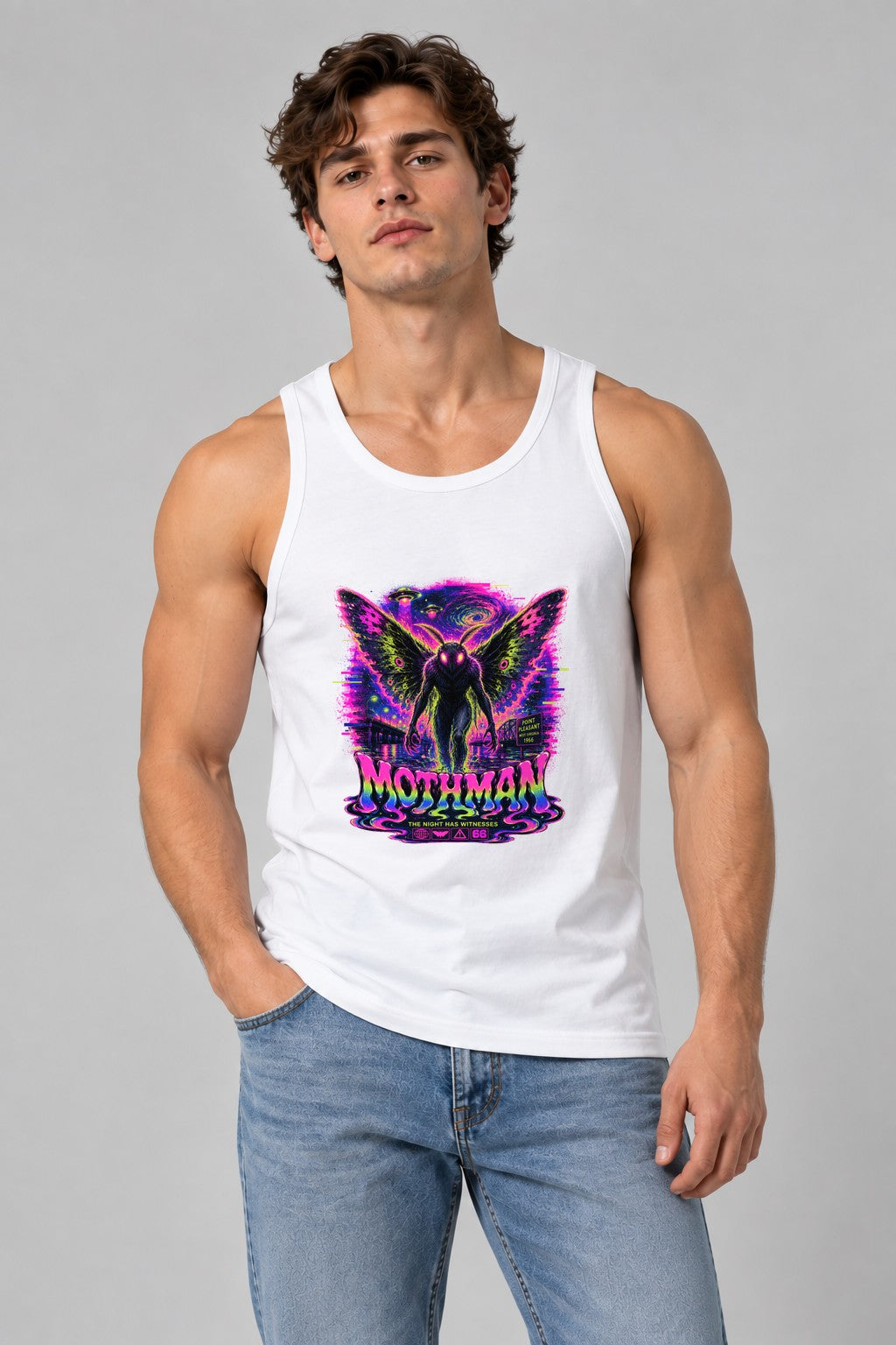 Mothman Cryptid Neon Psychedelic Point Pleasant West Virginia 1966