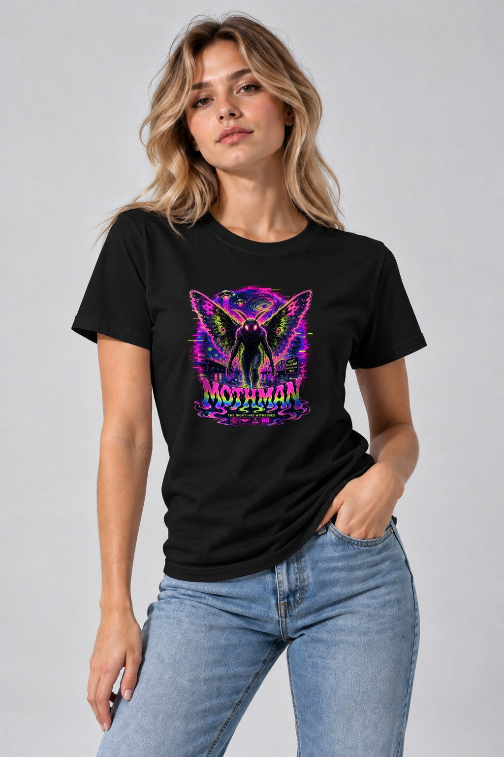 Mothman Cryptid Neon Psychedelic Point Pleasant West product image 2
