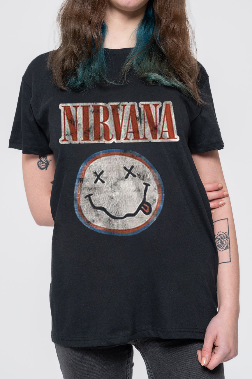 Nirvana Distressed Grunge Smile T Shirt product image 3