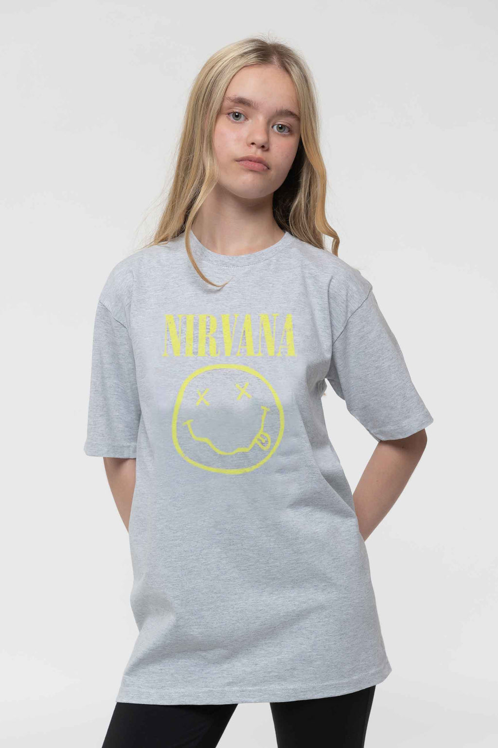 Nirvana Kids Grunge Smile Band Logo Heather T Shirt product image 1