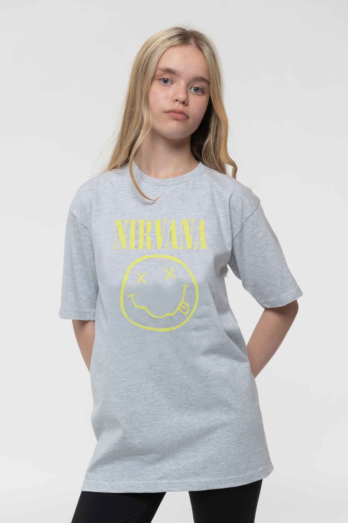 Nirvana Kids Grunge Smile Band Logo Heather T Shirt product image 1