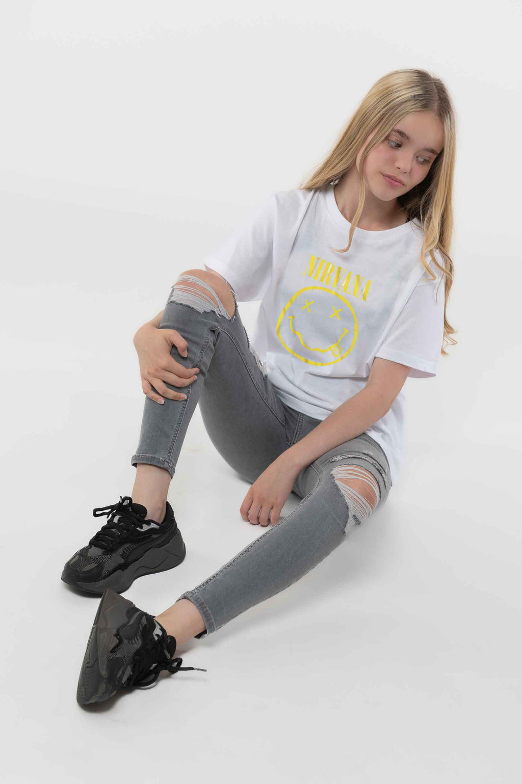 Nirvana Kids Yellow Grunge Smile T Shirt product image 5