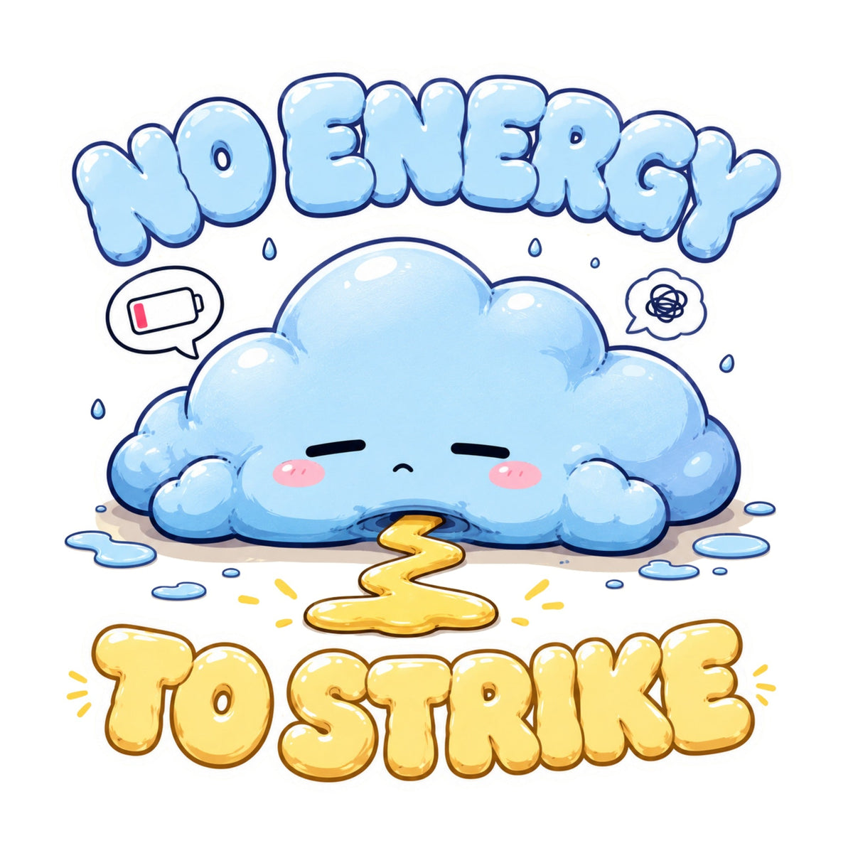 No Energy To Strike - Cute Exhausted Rain Cloud Tired product image 3