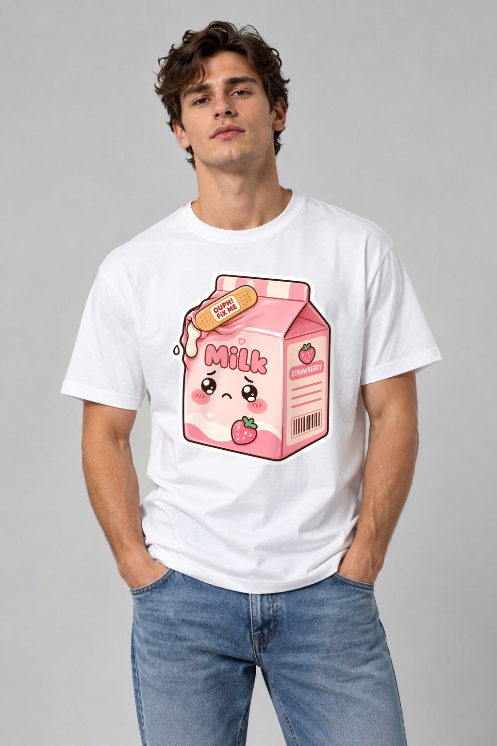 Ouph Fix Me - Cute Leaking Strawberry Milk Carton Kawaii product image 1