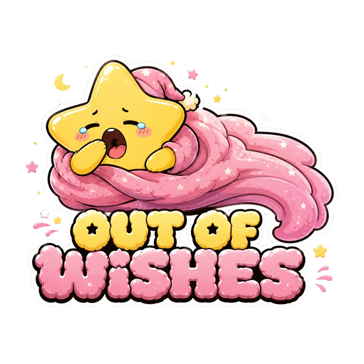 Out Of Wishes - Cute Yawning Shooting Star Tired Graphic product image 3