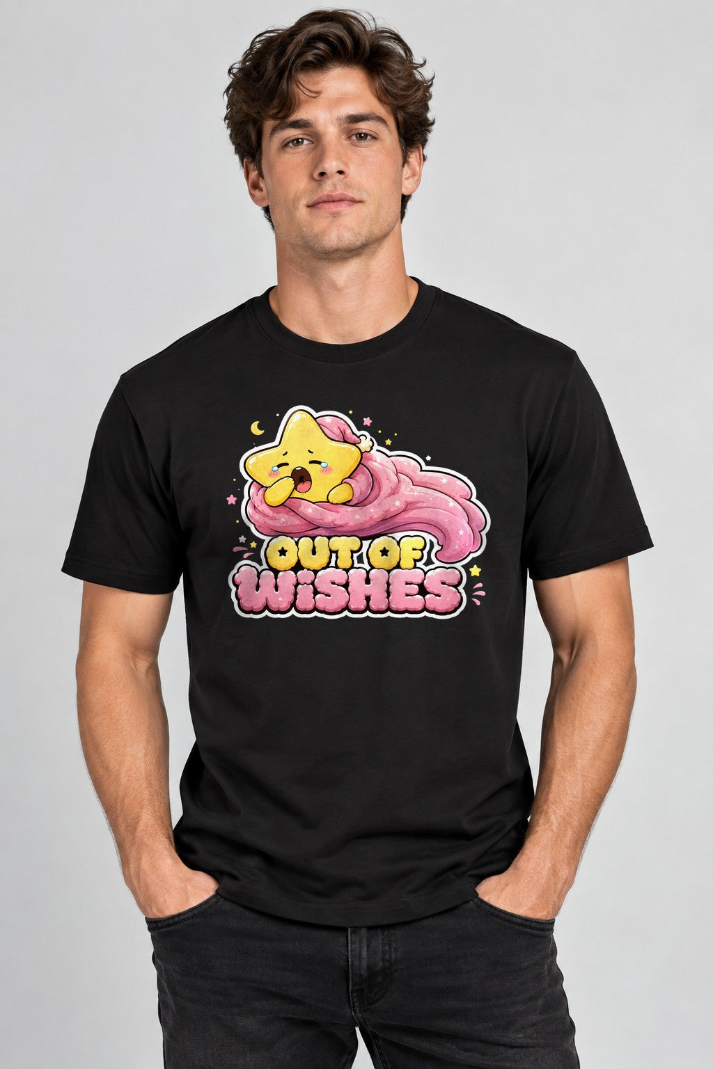 Out Of Wishes - Cute Yawning Shooting Star Tired Graphic product image 2