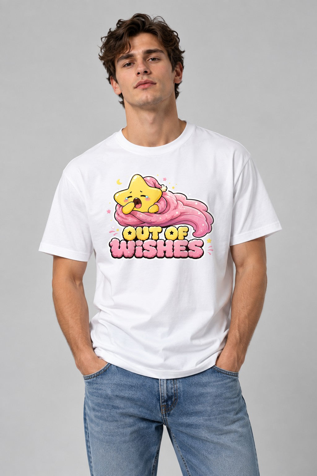 Out Of Wishes - Cute Yawning Shooting Star Tired Graphic product image 1