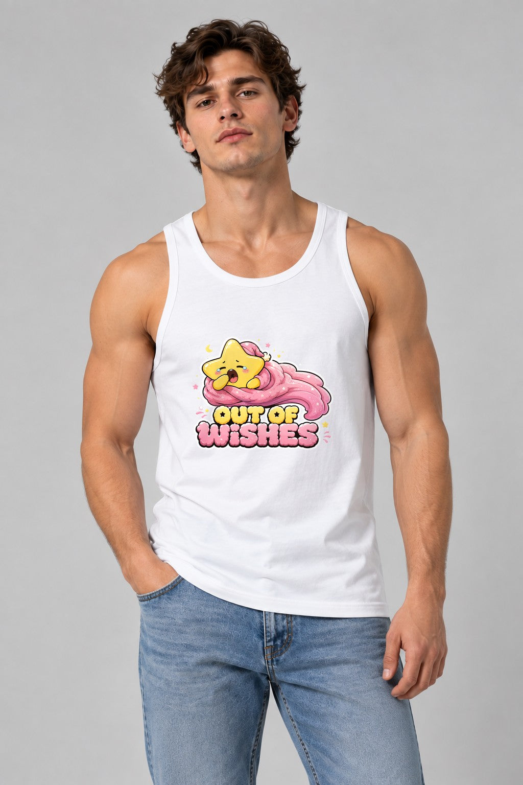 Out Of Wishes - Cute Yawning Shooting Star Tired Graphic product image 1