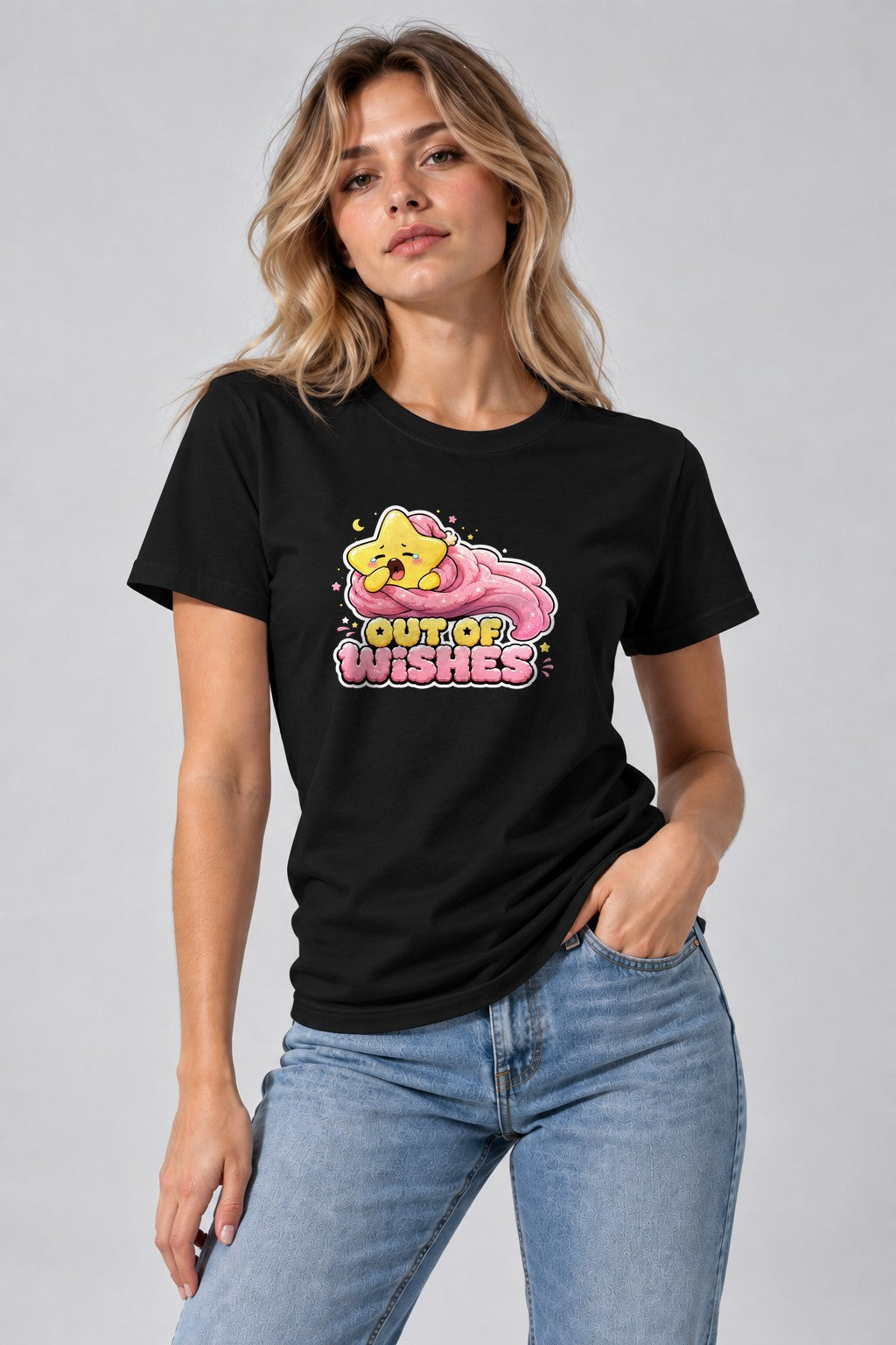 Out Of Wishes - Cute Yawning Shooting Star Tired Graphic product image 2