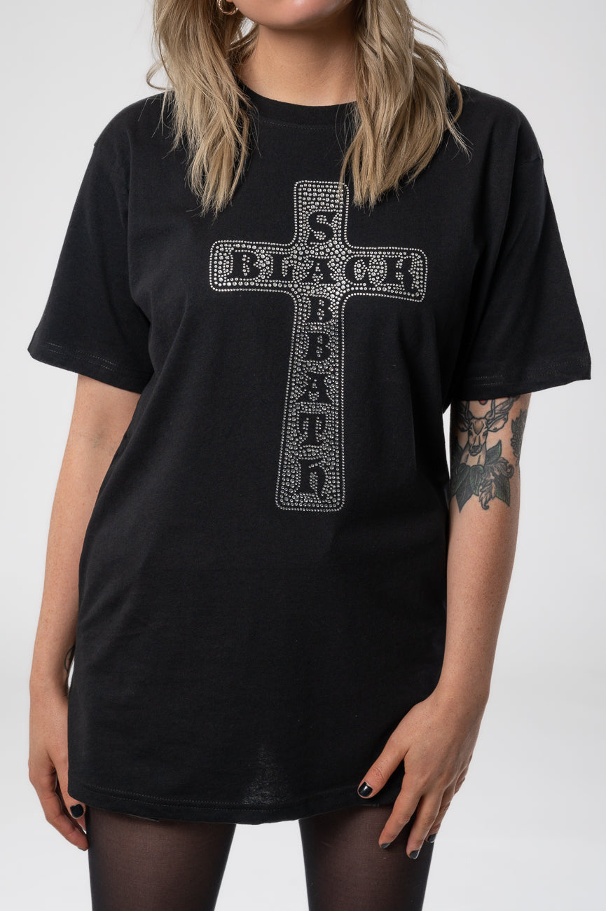 Black Sabbath Diamante Cross T Shirt product image 3