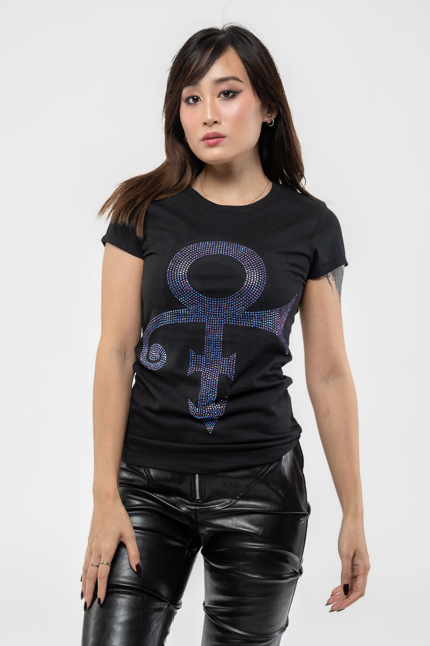 Prince Purple Symbol Diamante Skinny T Shirt product image 1
