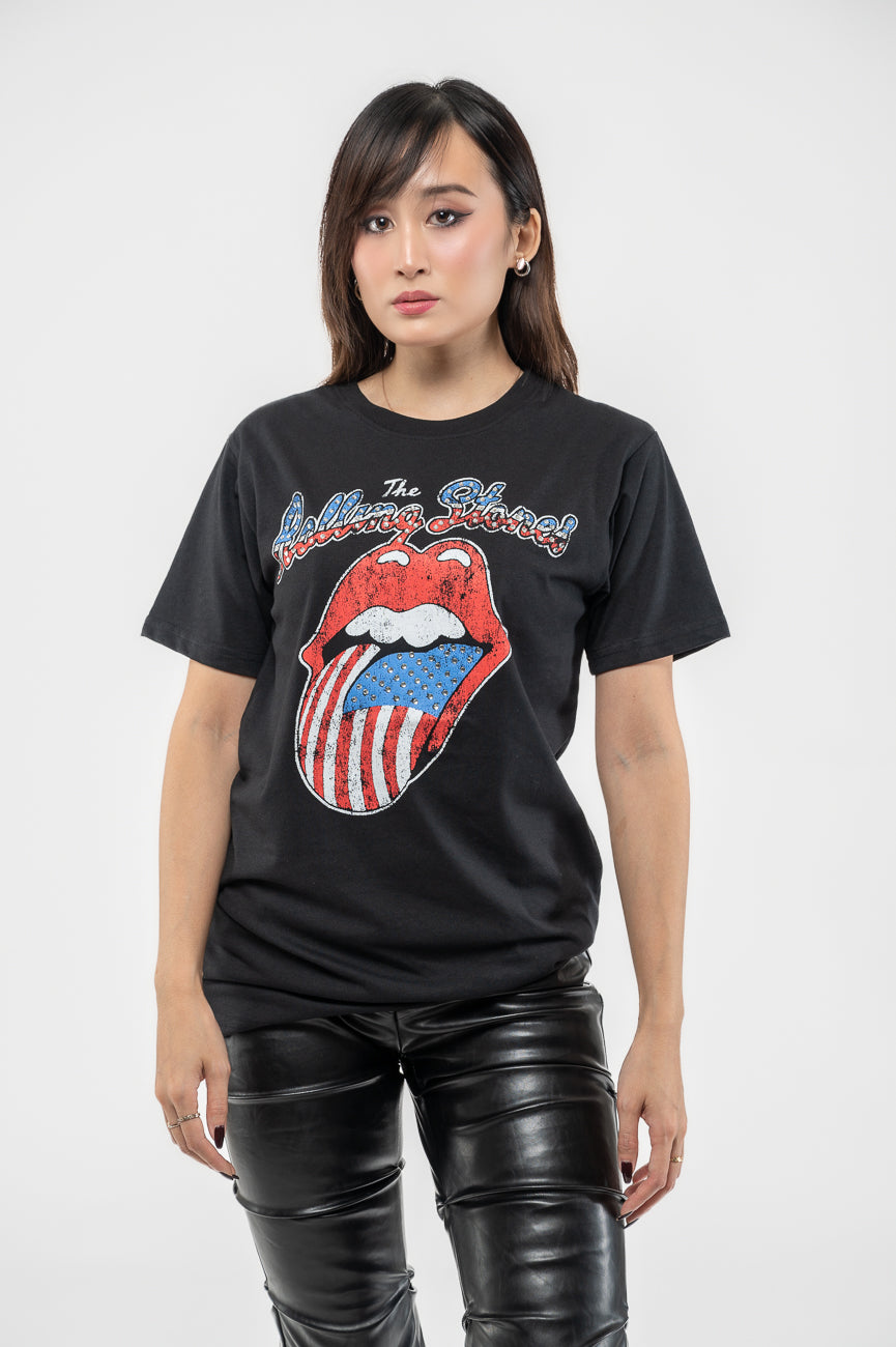 The Rolling Stones Diamante USA Tongue T Shirt product image 1