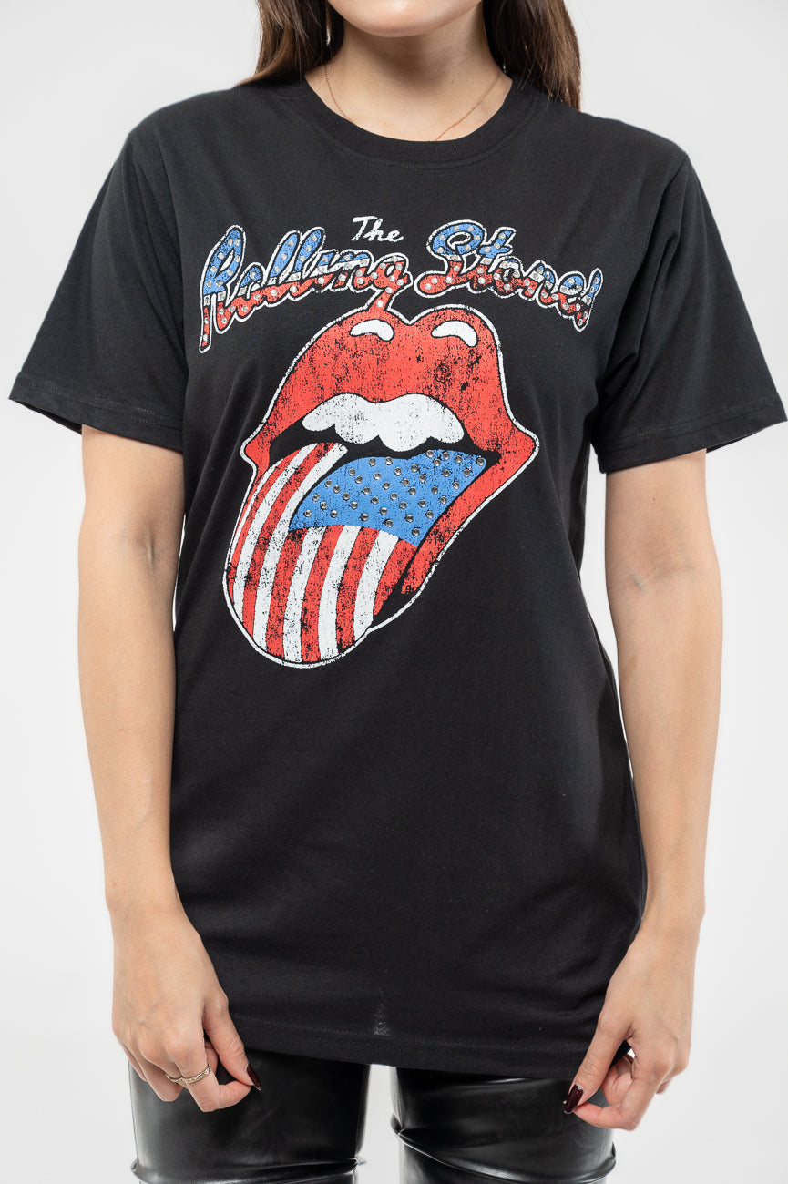 The Rolling Stones Diamante USA Tongue T Shirt product image 3
