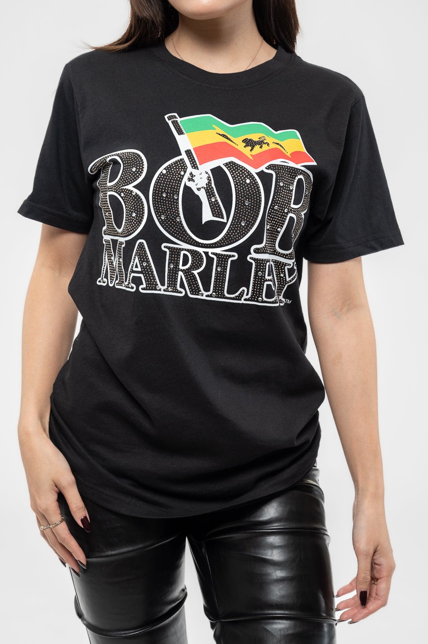 Bob Marley Diamante Flag T Shirt product image 1