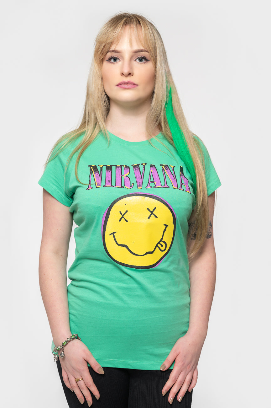 Nirvana Pink Grunge Smile Skinny T Shirt product image 1
