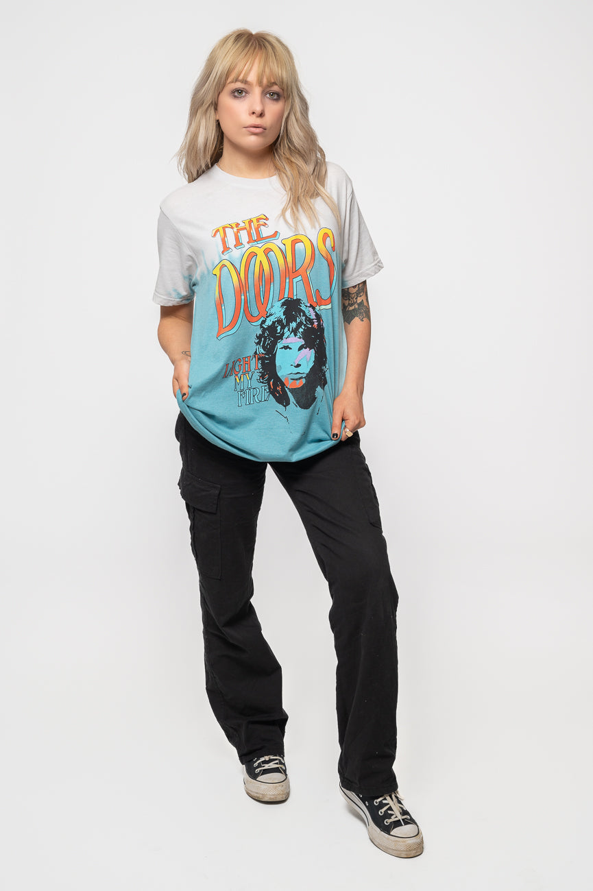 The Doors Light My Fire Stacked Blue Dye Wash T Shirt product image 2