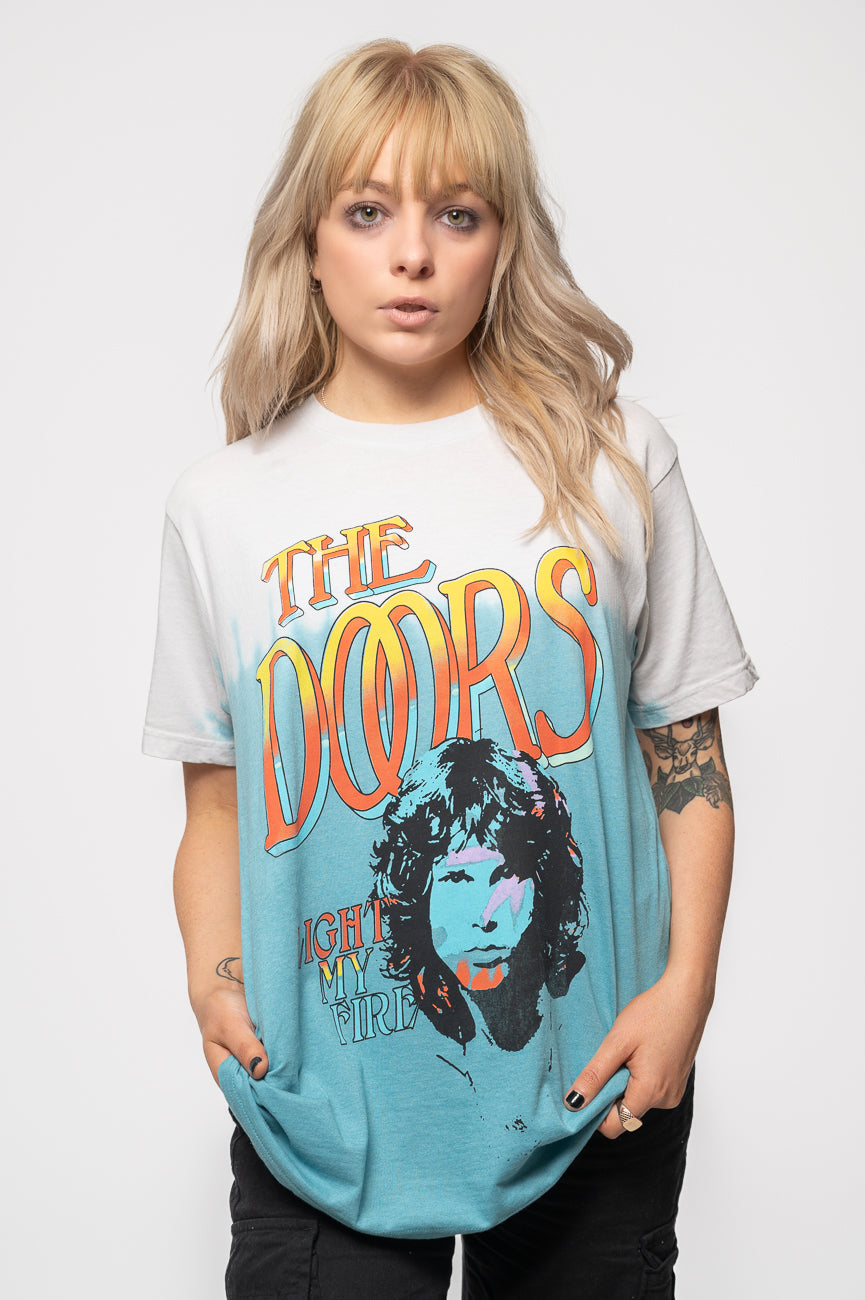 The Doors Light My Fire Stacked Blue Dye Wash T Shirt product image 1