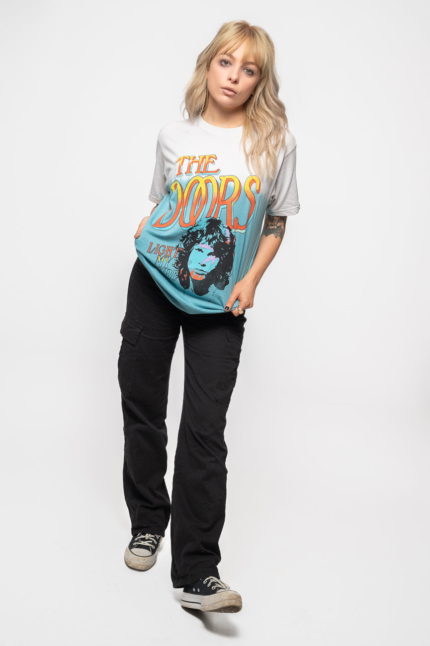 The Doors Light My Fire Stacked Blue Dye Wash T Shirt product image 5