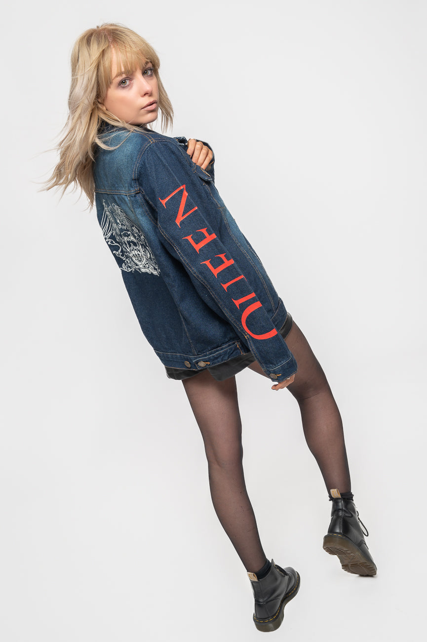 Queen White Crest Denim Jacket product image 5