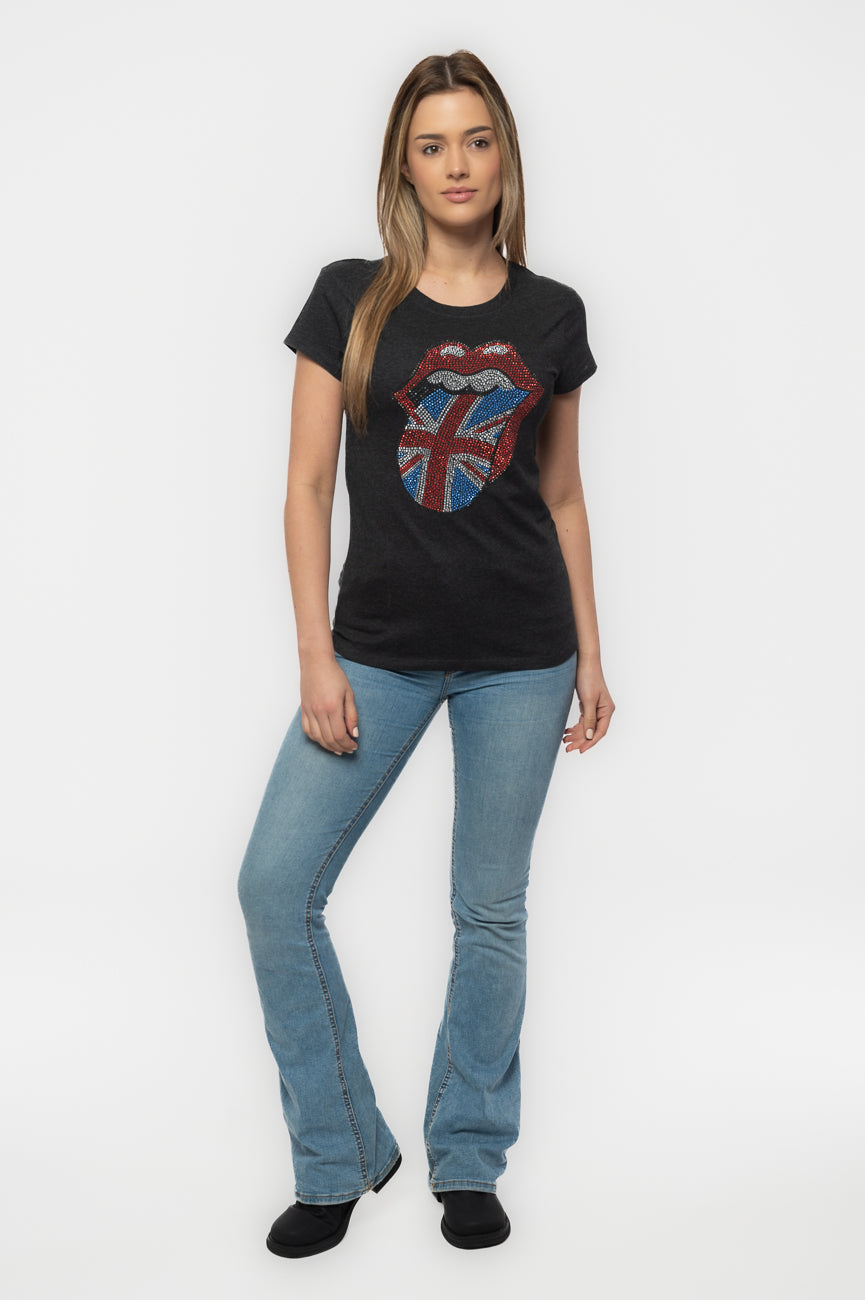 The Rolling Stones Diamante Union Jack Tongue Skinny Fit Tee product image 2