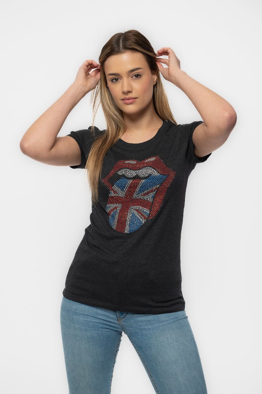 The Rolling Stones Diamante Union Jack Tongue Skinny Fit Tee product image 1