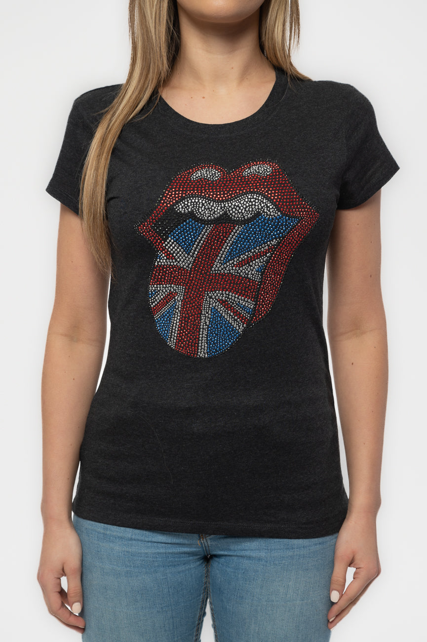 The Rolling Stones Diamante Union Jack Tongue Skinny Fit Tee product image 3