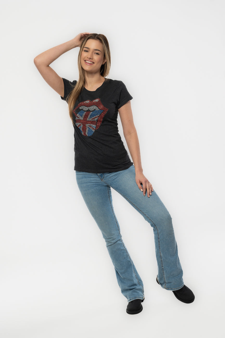 The Rolling Stones Diamante Union Jack Tongue Skinny Fit Tee product image 5
