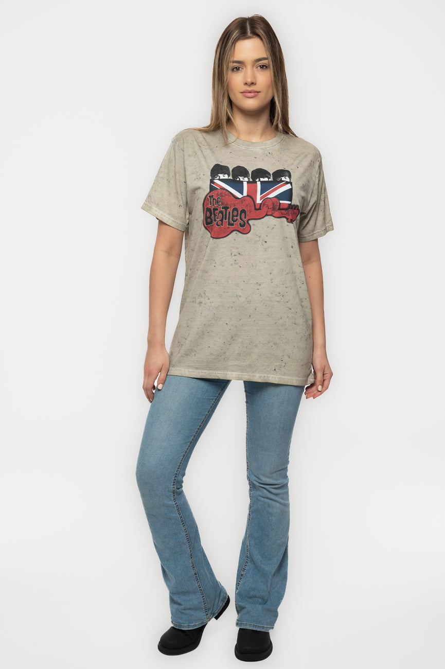 The Beatles Guitar and Flag Snow Wash T Shirt product image 2