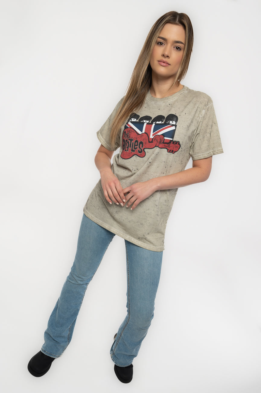 The Beatles Guitar and Flag Snow Wash T Shirt product image 5