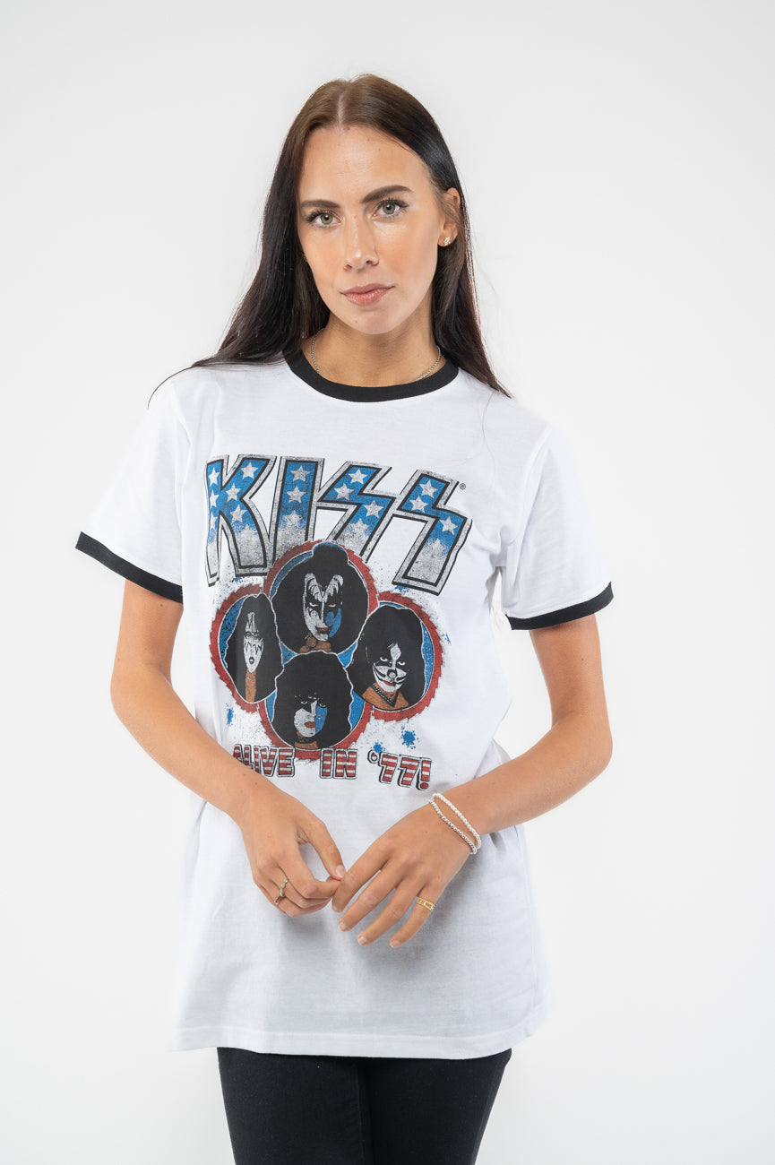 KISS Alive in 77 Vintage Ringer T Shirt product image 1
