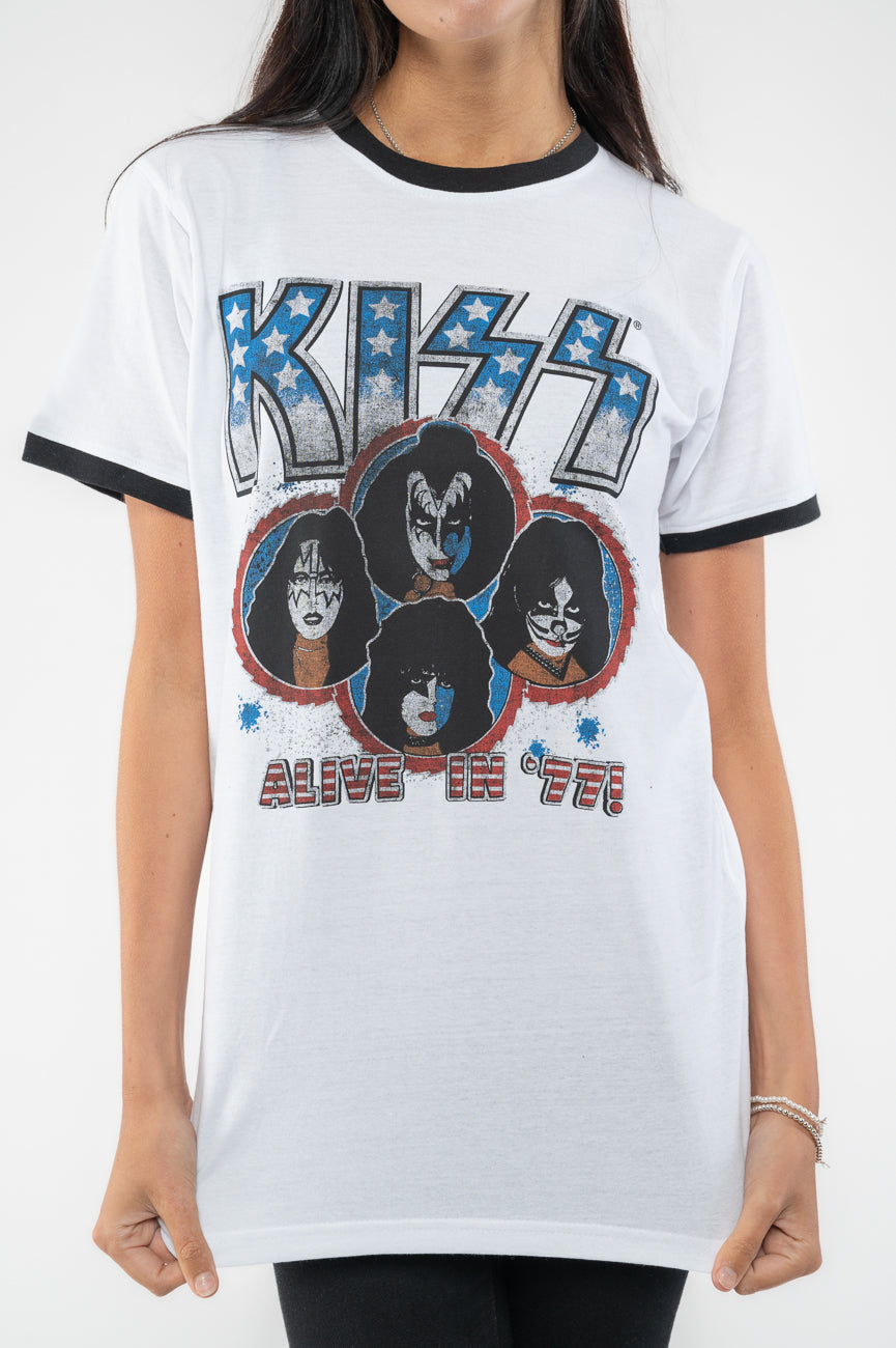 KISS Alive in 77 Vintage Ringer T Shirt product image 3