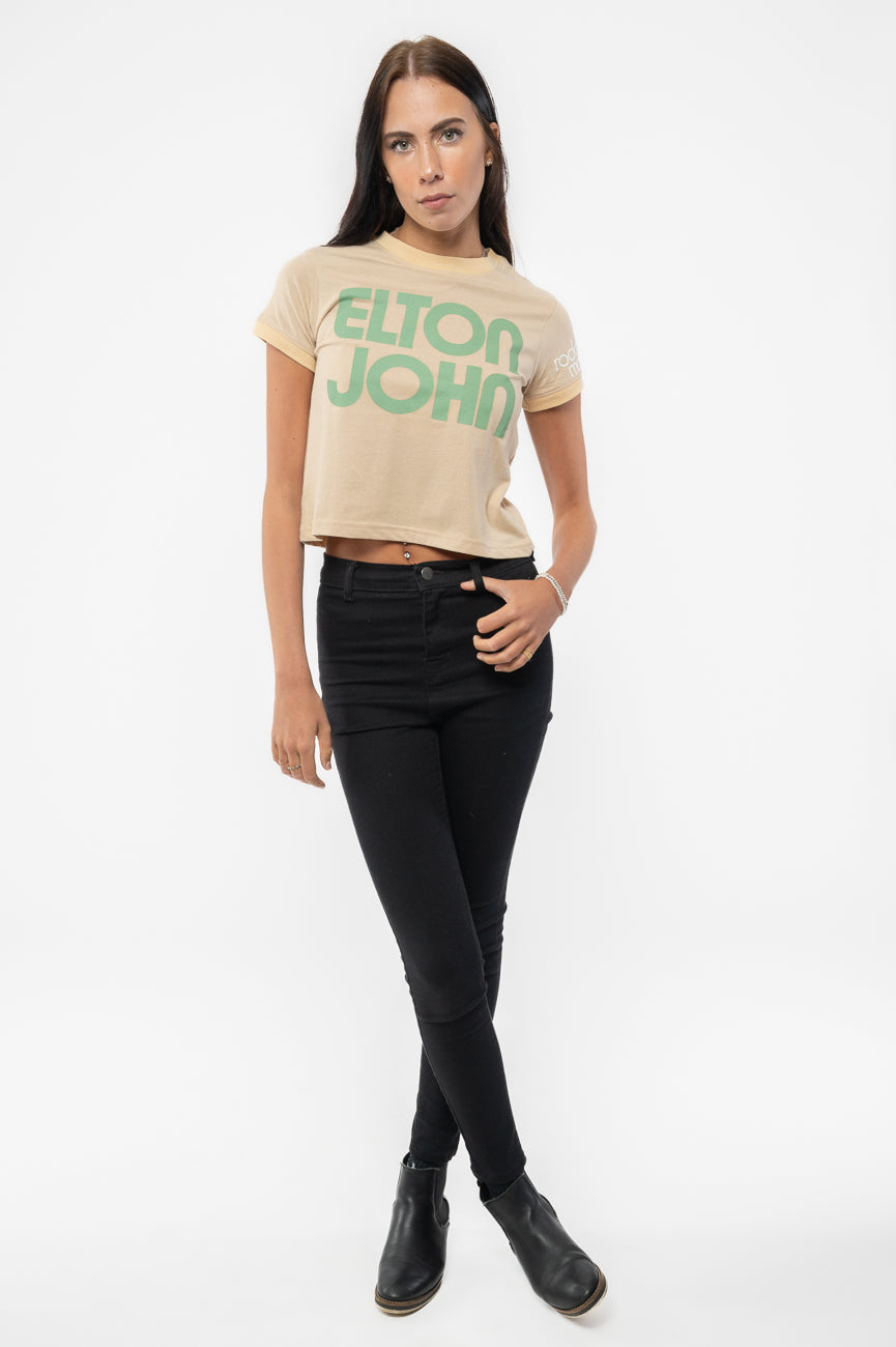 Elton John Retro Text Ringer Crop Top product image 2