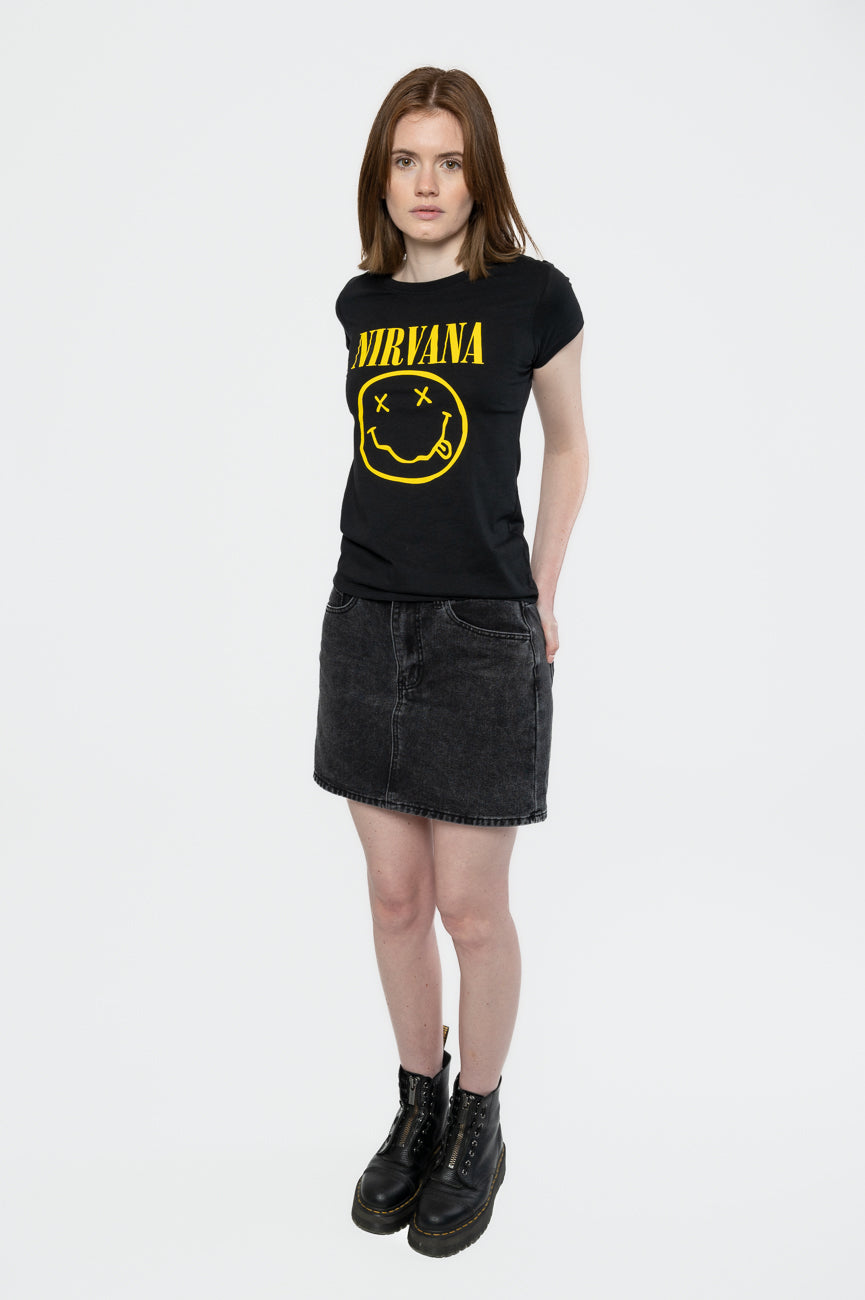 Nirvana Yellow Grunge Smile Skinny T Shirt product image 2