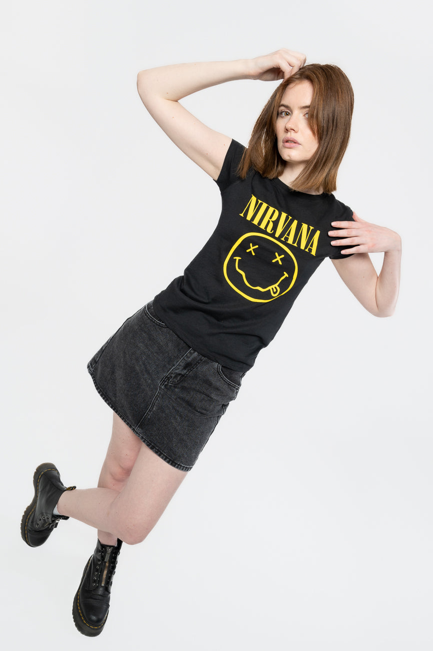 Nirvana Yellow Grunge Smile Skinny T Shirt product image 5