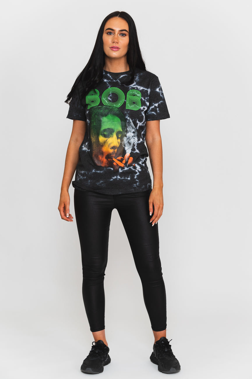 Bob Marley Smoke Gradient Logo Dip Dye T Shirt product image 2