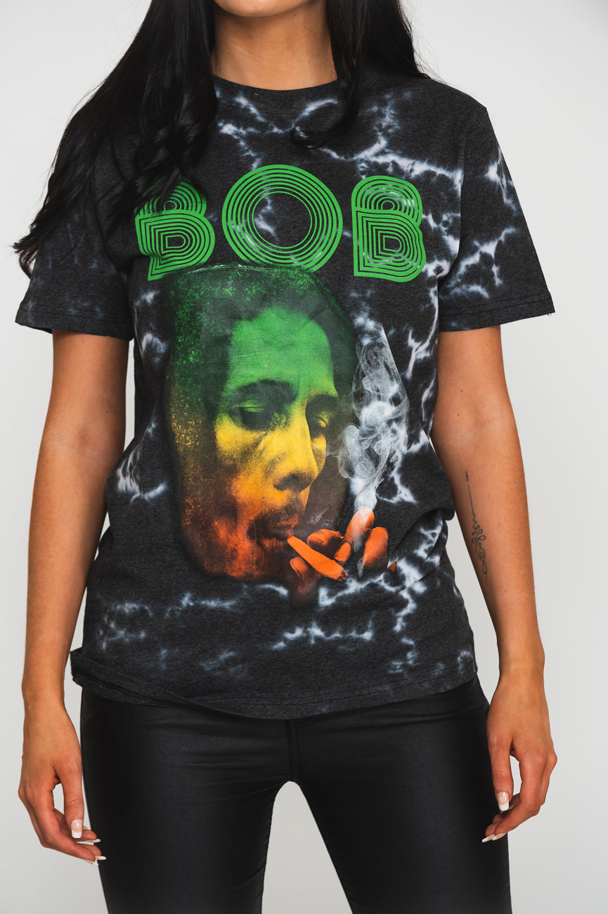 Bob Marley Smoke Gradient Logo Dip Dye T Shirt product image 3