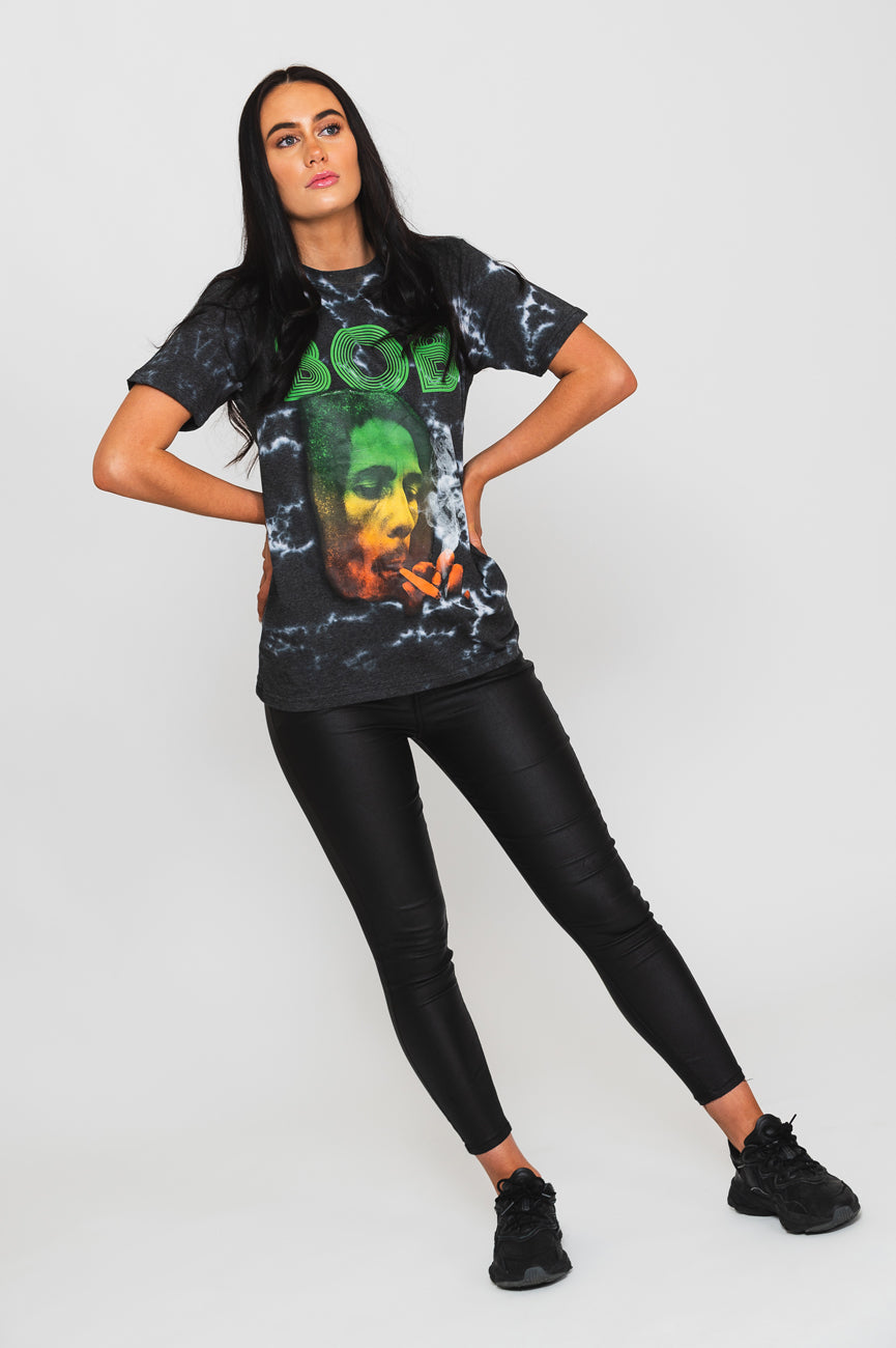 Bob Marley Smoke Gradient Logo Dip Dye T Shirt product image 5