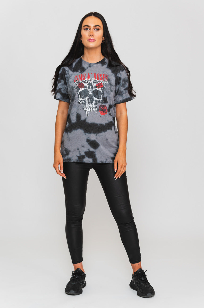 Guns N' Roses Flower Skull Dip Dye T Shirt product image 2