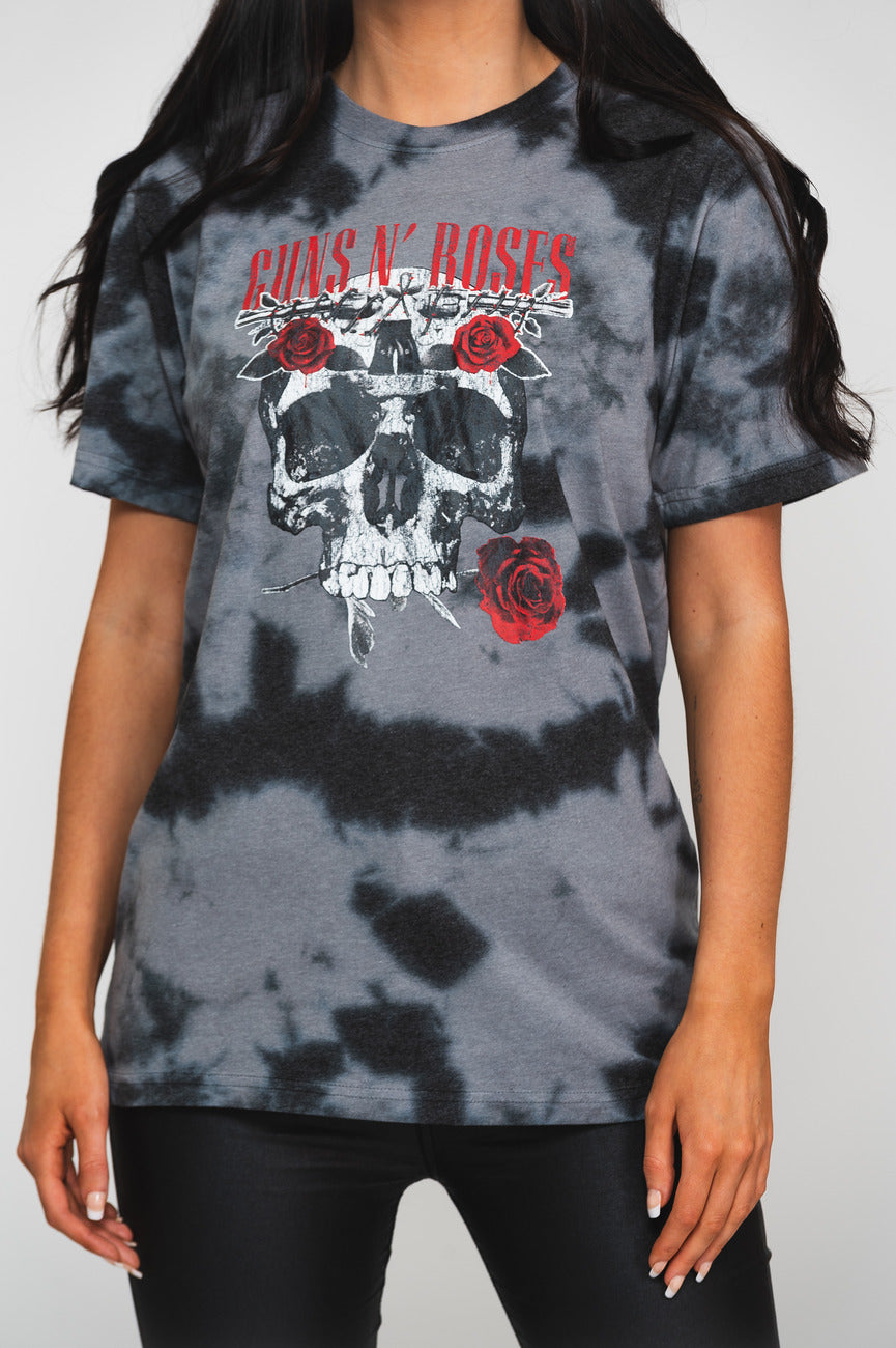 Guns N' Roses Flower Skull Dip Dye T Shirt product image 3
