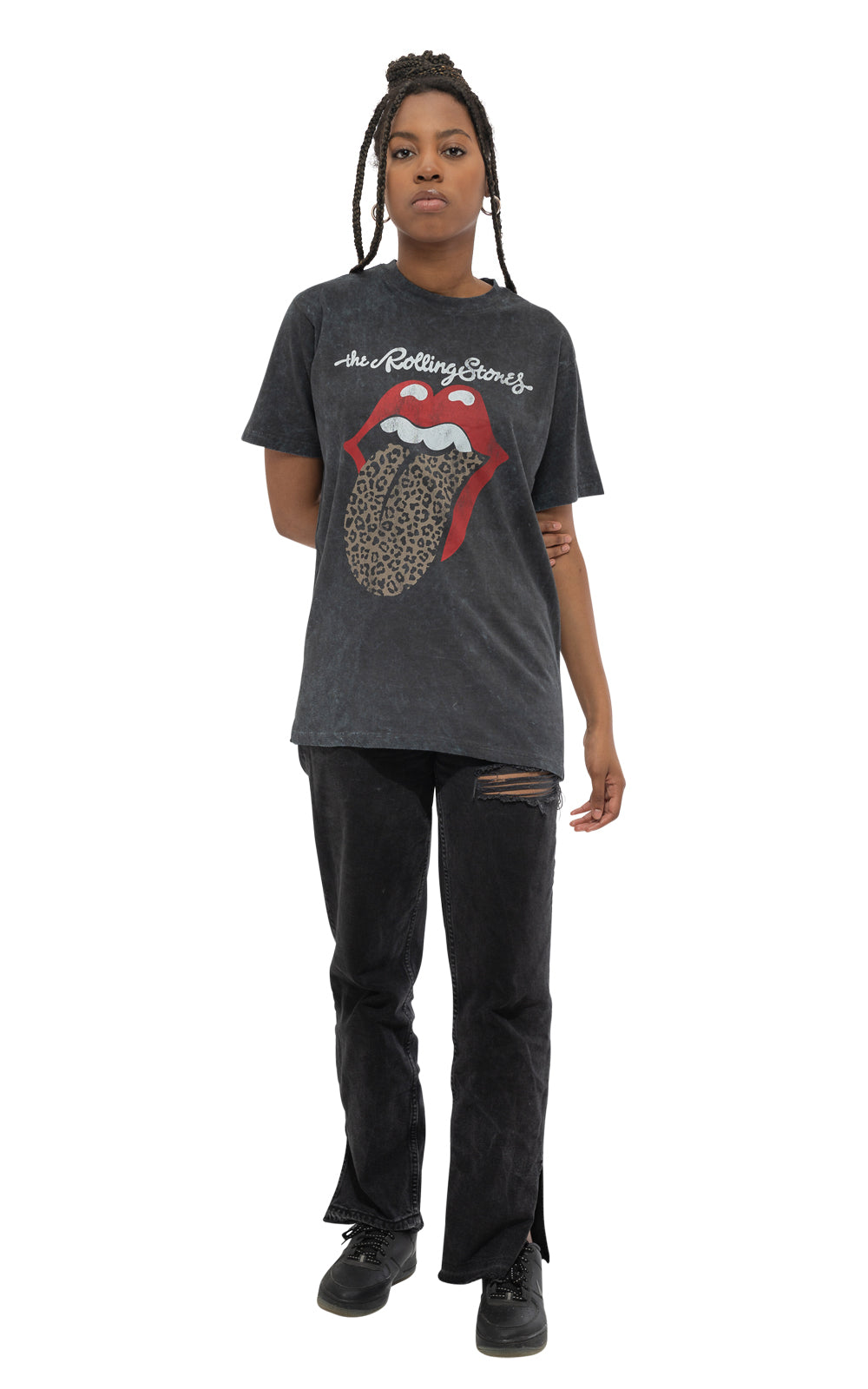 The Rolling Stones Leopard Tongue Dip Dye Acid Wash T Shirt product image 2
