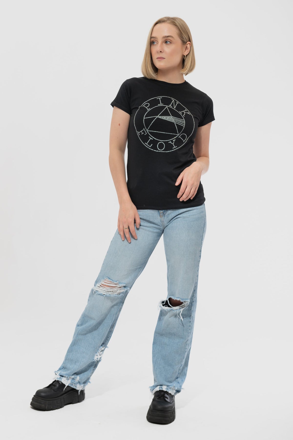 Pink Floyd Dark Side of the Moon Diamante Circle Skinny T product image 5