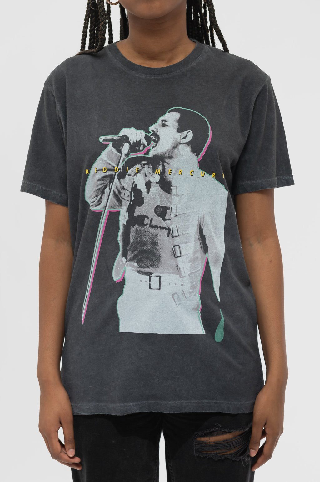 Freddie Mercury Glow Stance Dip Dye Mineral Wash T Shirt product image 1