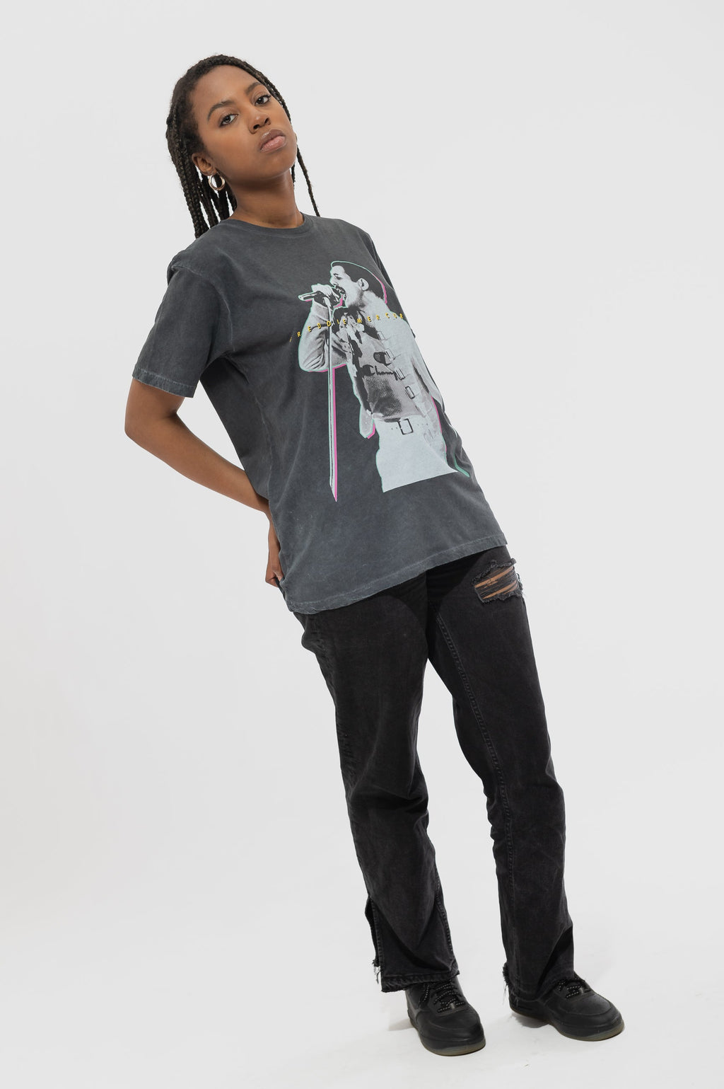 Freddie Mercury Glow Stance Dip Dye Mineral Wash T Shirt product image 4