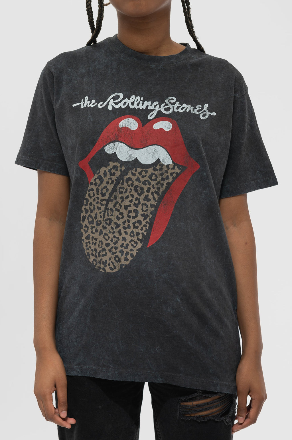 The Rolling Stones Leopard Tongue Dip Dye Acid Wash T Shirt product image 3