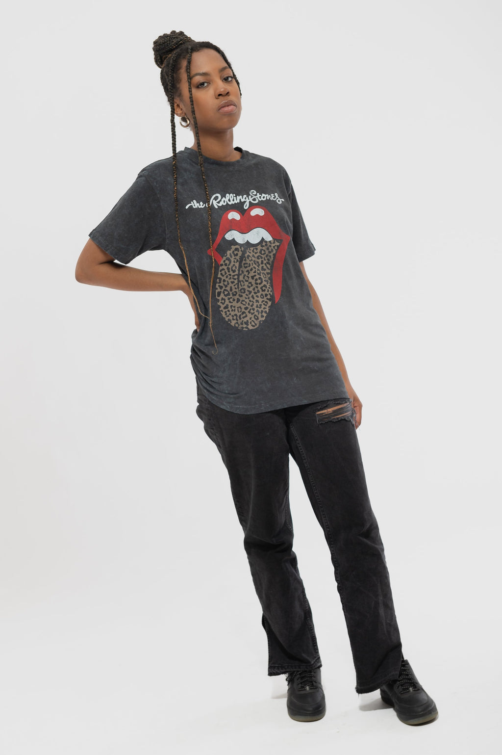 The Rolling Stones Leopard Tongue Dip Dye Acid Wash T Shirt product image 5